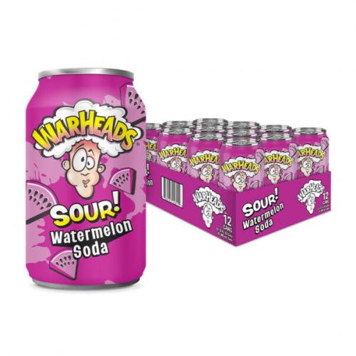 Warheads Sour Soda - Watermelon 355ml x 12st (helt flak)