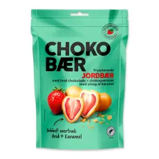 Chokob&aelig;r Jordgubbar med Vit choklad & karamell 90g x 10st godis grossist