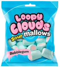 Loopy Clouds MarshMallow Sour Bubblegum 100g x 20st godis grossist