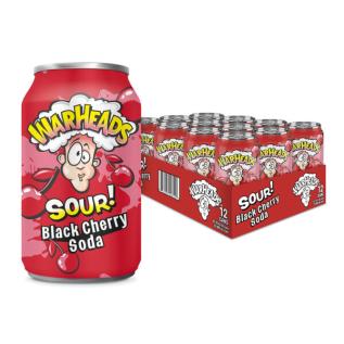 Warheads Sour Soda - Black Cherry 355ml x 12st (helt flak) godis grossist