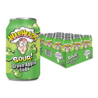 Warheads Sour Soda - Green Apple 355ml x 12st (helt flak) godis grossist