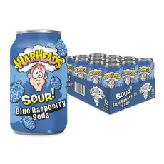 Warheads Sour Soda - Blue Raspberry 355ml x 12st (helt flak)