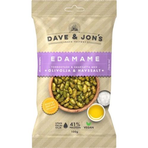 Dave & Jons Rostade Edamame Olivolja & Havssalt 100g x 16st