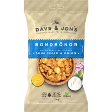 Dave & Jons Rostade Bondb&ouml;nor Sour Cream & Onion 100g x 16st godis grossist