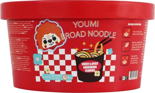 Youmi Instant Broad Noodle Sweet & Spicy Carbonara Flavour 111g x 6st