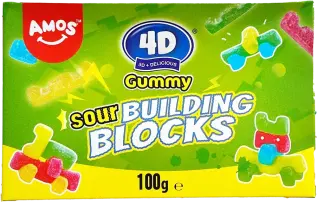 Amos 4D Gummy Sour Building Blocks 100g x 12st
