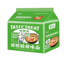 Baixiang Tasty Treat Instant Noodles Lemon Spicy 5-Pack 440g(BF:2024-11-09)