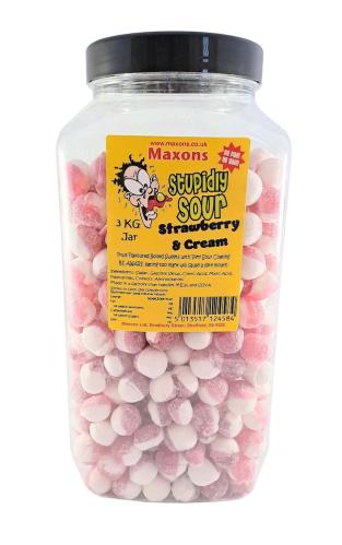 Maxons Stupidly Sour Jar Strawberry & Cream 3kg