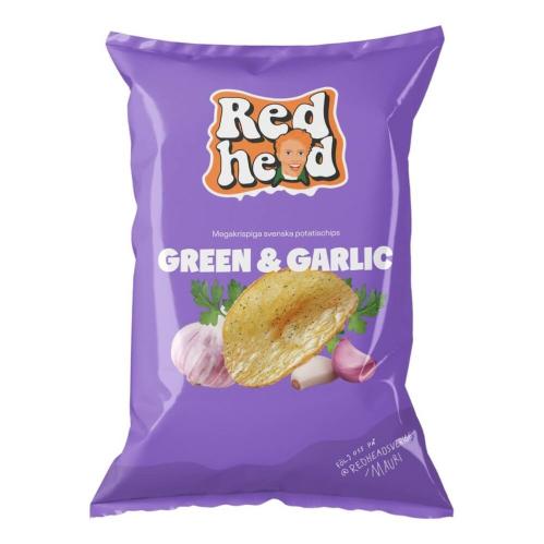 Redhead Green & Garlic Chips 150g x 24st