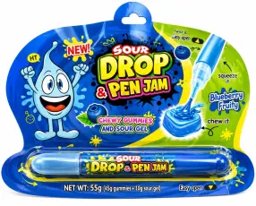 Sour Drop & Pen Jam Blueberry 55g x 12st godis grossist