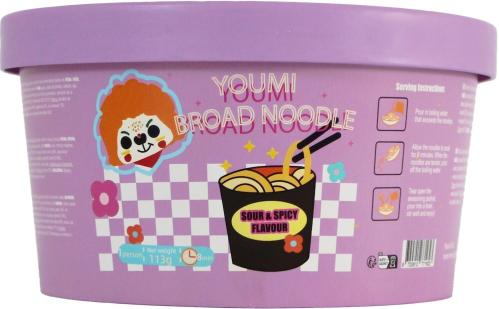 Youmi Instant Broad Noodle Sour & Spicy Flavour 113g x 6st