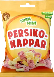 Sura Mini Persikonappar 70g x 18st godis grossist