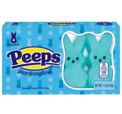 Peeps Marshmallow Bunnies Blue 4-pack 42g x 24st godis grossist