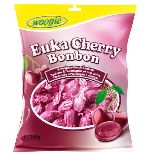 Woogie Eukalyptus-Cherry candies 150g x 12st