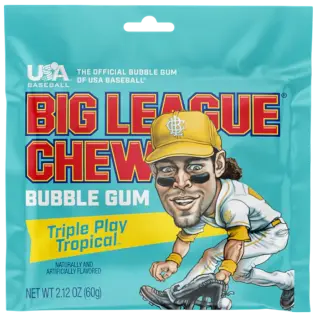 Big League Chew Bubble Gum Triple Play Tropical 60g x 12st godis grossist