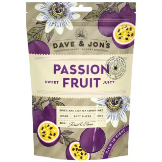 Dave & Jons Torkad Passionsfrukt 100g x 16st godis grossist