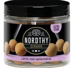 Nordthy Lakrits med mj&ouml;lkchoklad Extra Stark 100g x 8st godis grossist