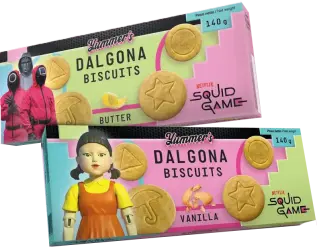 Yummers Squid Game Dalgona Biscuit Butter & Vanilla 140g x 24st